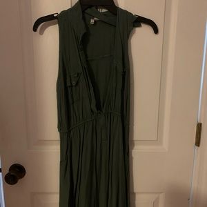 Army green dress with buttons